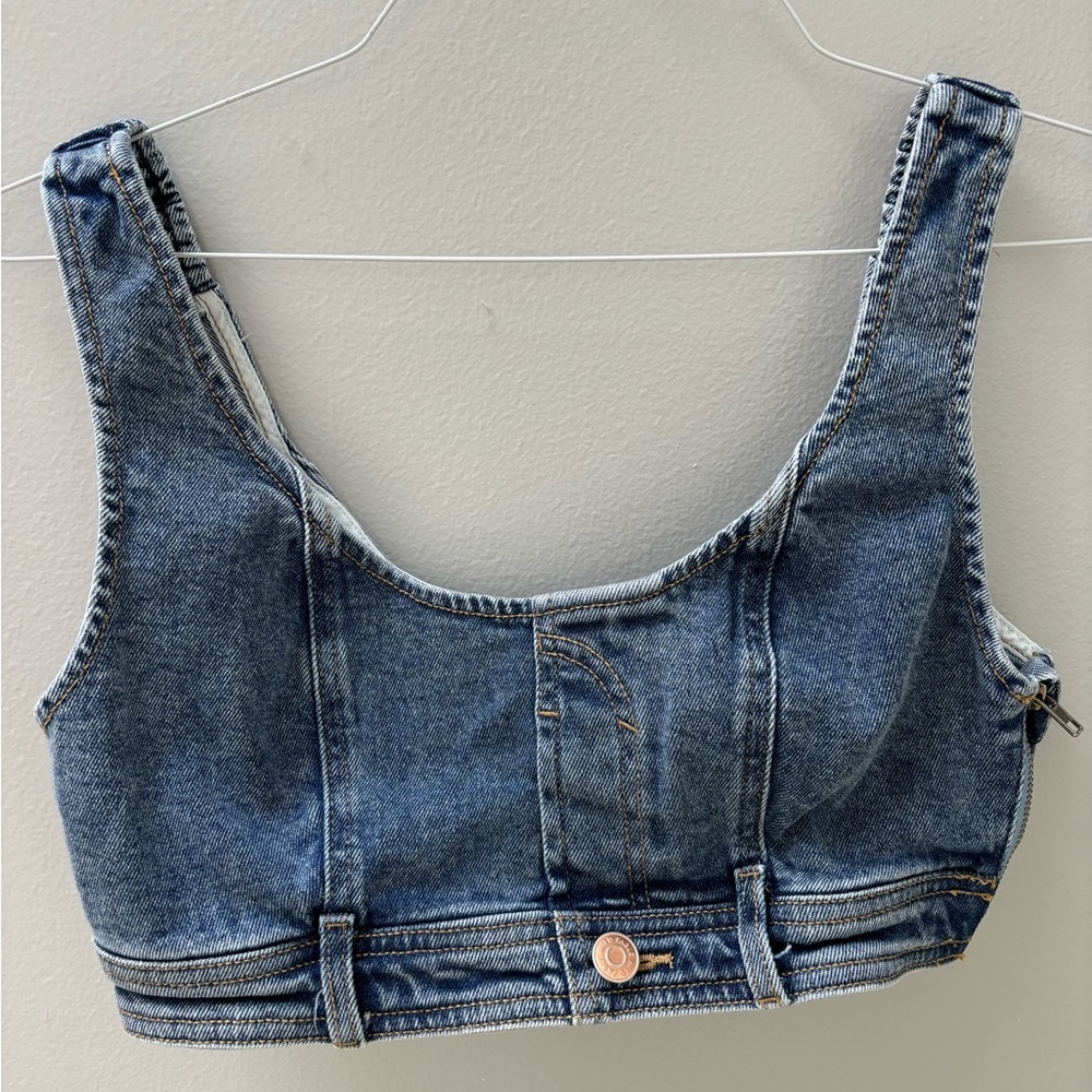 Wild Fable Women's Blue Denim Crop-top